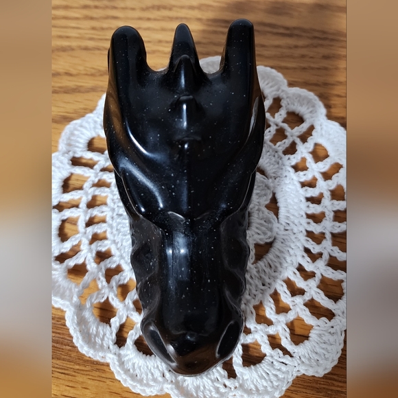 Snowflake Obsidian Dragon Skull - Picture 4 of 9